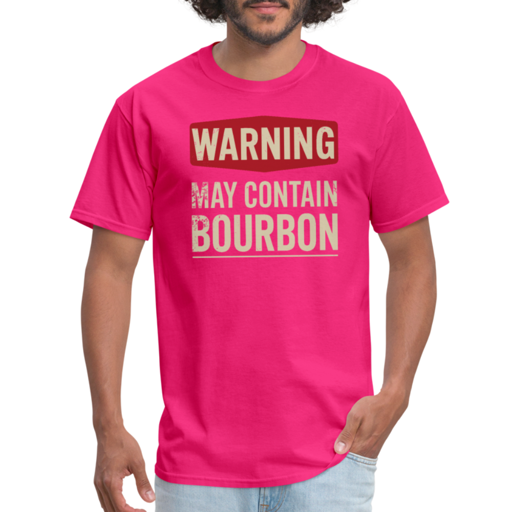 Warning May Contain Bourbon T-Shirt - fuchsia