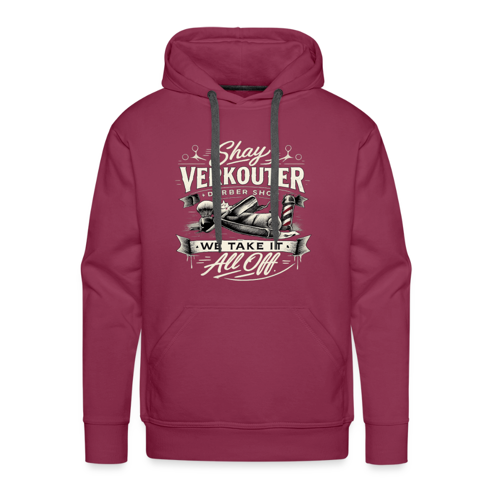 Shay Verkouter Barber Shop Funny Adult Humor Hoodie Color: Burgundy