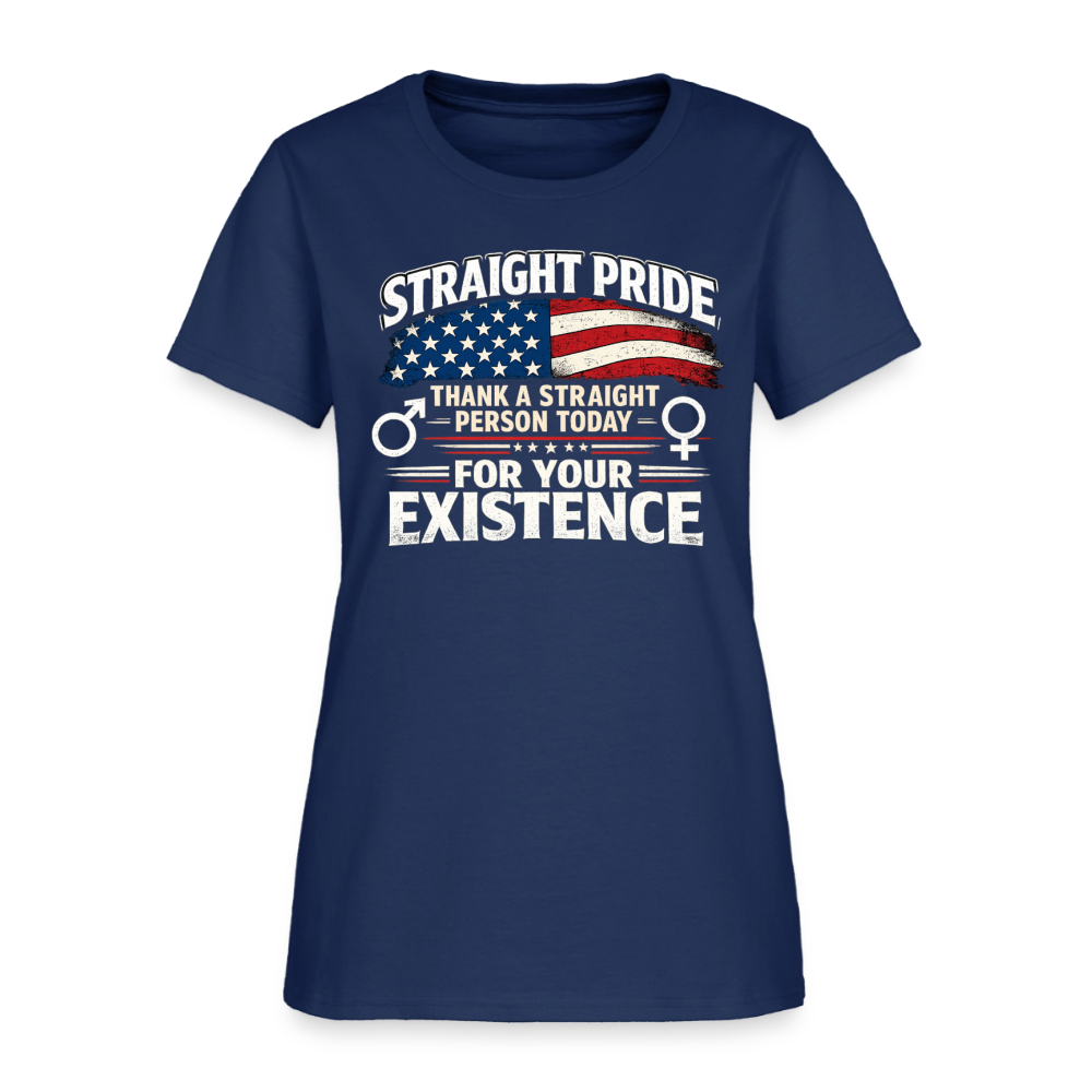 STRAIGHT PRIDE Women’s T-Shirt – Thank a Straight Person Today Color: Blue Dusk
