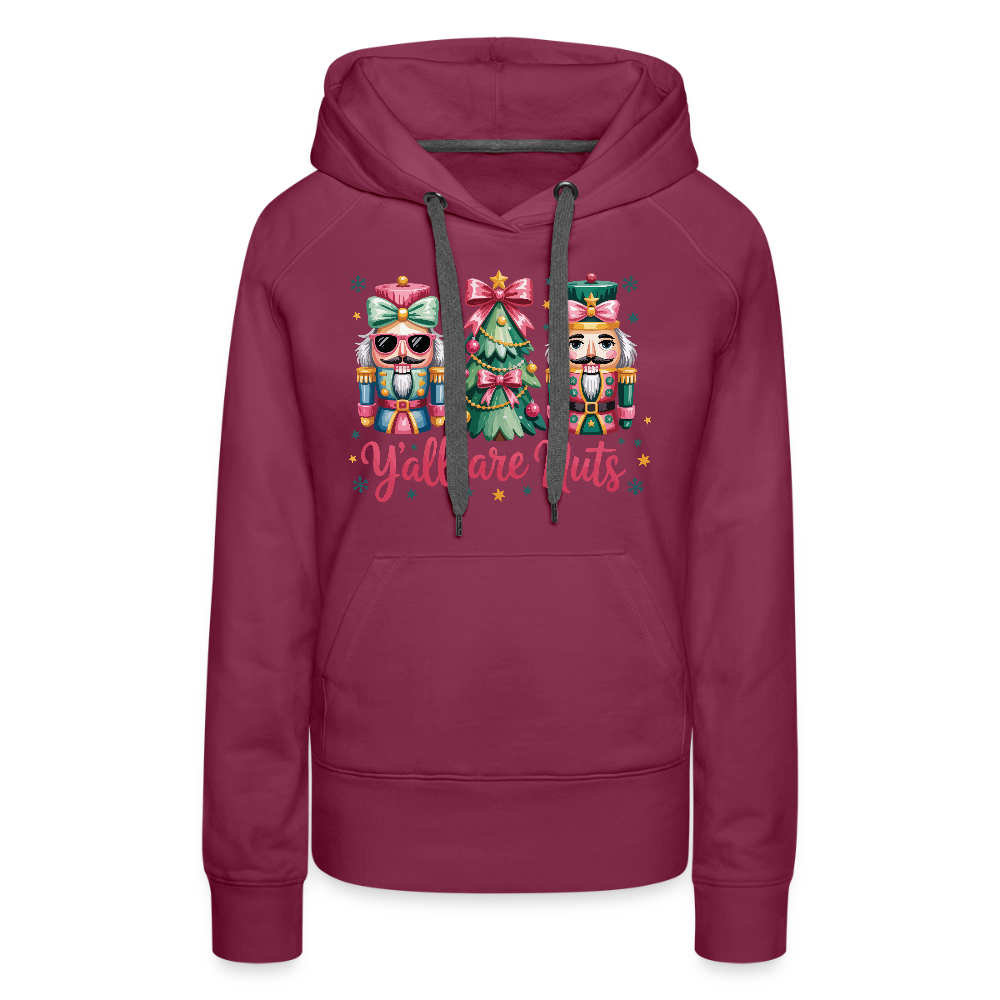 Y'all Are Nuts Women's Premium Hoodie (Nutcracker Christmas) Color: navy