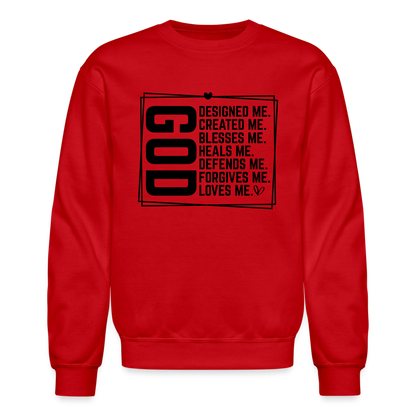 GOD Designed Me Sweatshirt ( Blessed & Loved Christian) - red