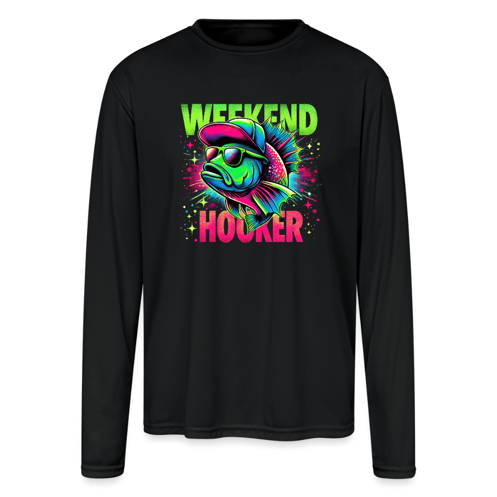 Weekend Hooker Men’s Performance Long Sleeve – Funny Fishing Shirt - black