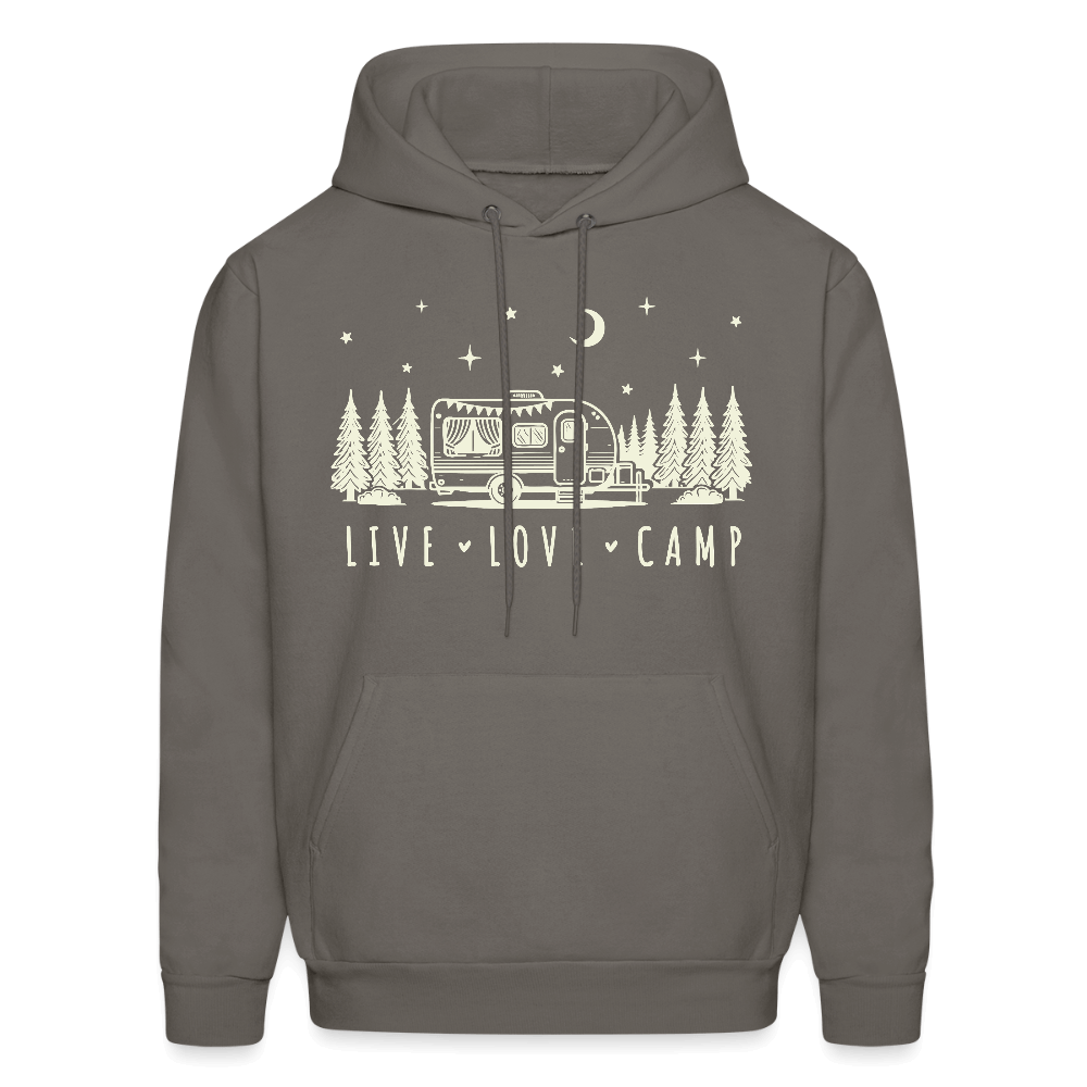 Live Love Camp Hoodie – Camper Under the Stars - asphalt gray