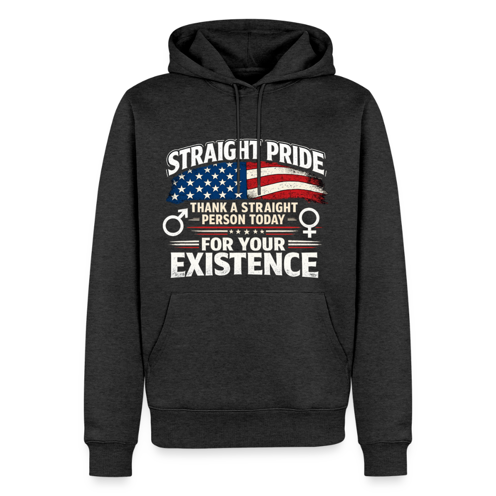 STRAIGHT PRIDE Hoodie – Thank a Straight Person Today Color: Heather Anthracite