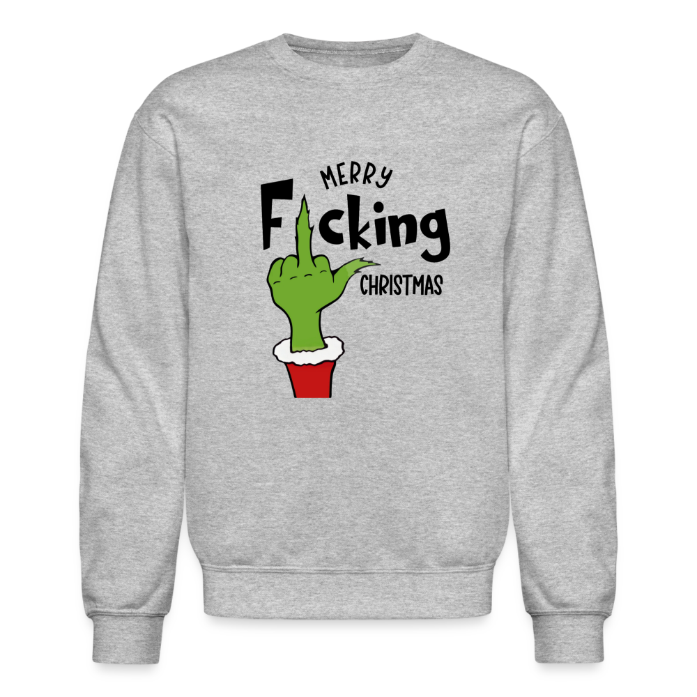 Merry F*cking Christmas Grumpy Middle Finger Sweatshirt - heather gray