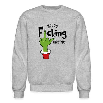 Merry F*cking Christmas Grumpy Middle Finger Sweatshirt - heather gray