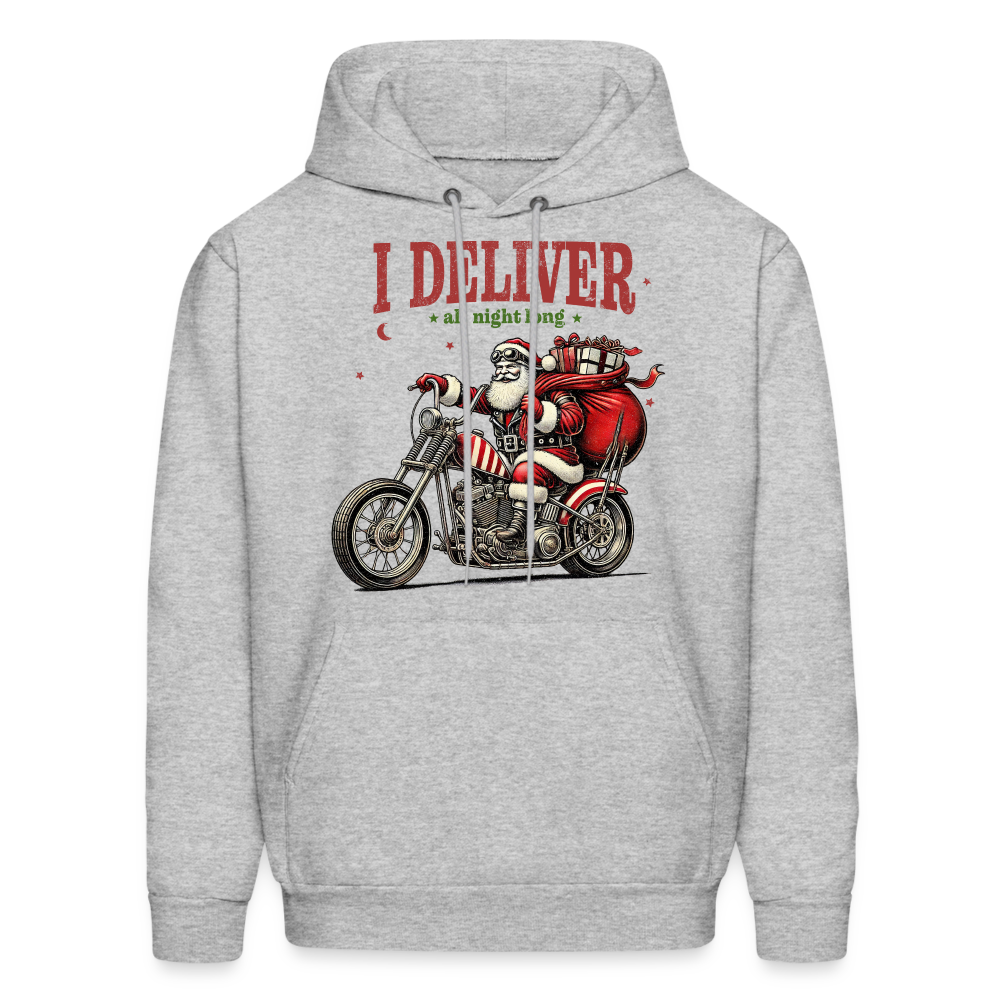 Biker Santa - I Deliver All Night Long (Naughty Christmas) Hoodie - heather gray