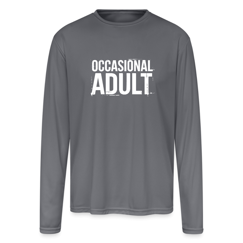 Occasional Adult Moisture Wicking Long Sleeve T-Shirt - gray