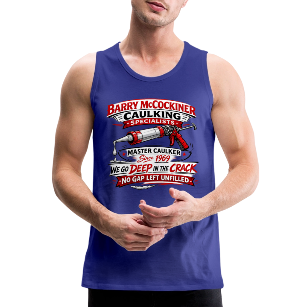 Barry McCockiner Caulking Funny Tank Top Color: Royal Blue
