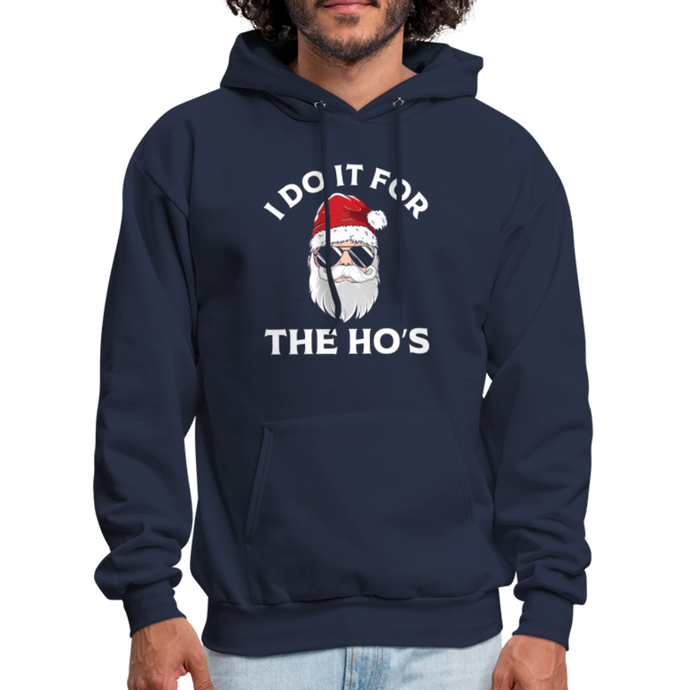 I Do It for the Ho's (Santa) Funny Christmas Hoodie - navy