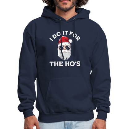 I Do It for the Ho's (Santa) Funny Christmas Hoodie - navy