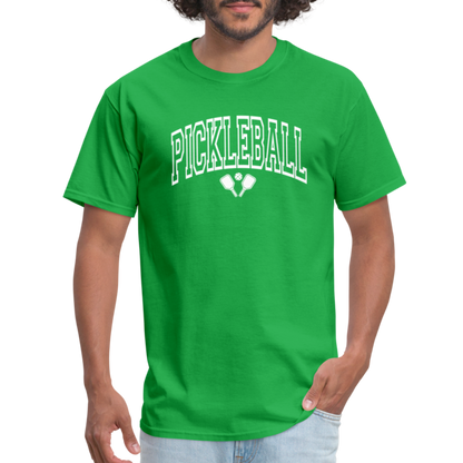 Pickleball T-Shirt (White Arch Letters) - bright green