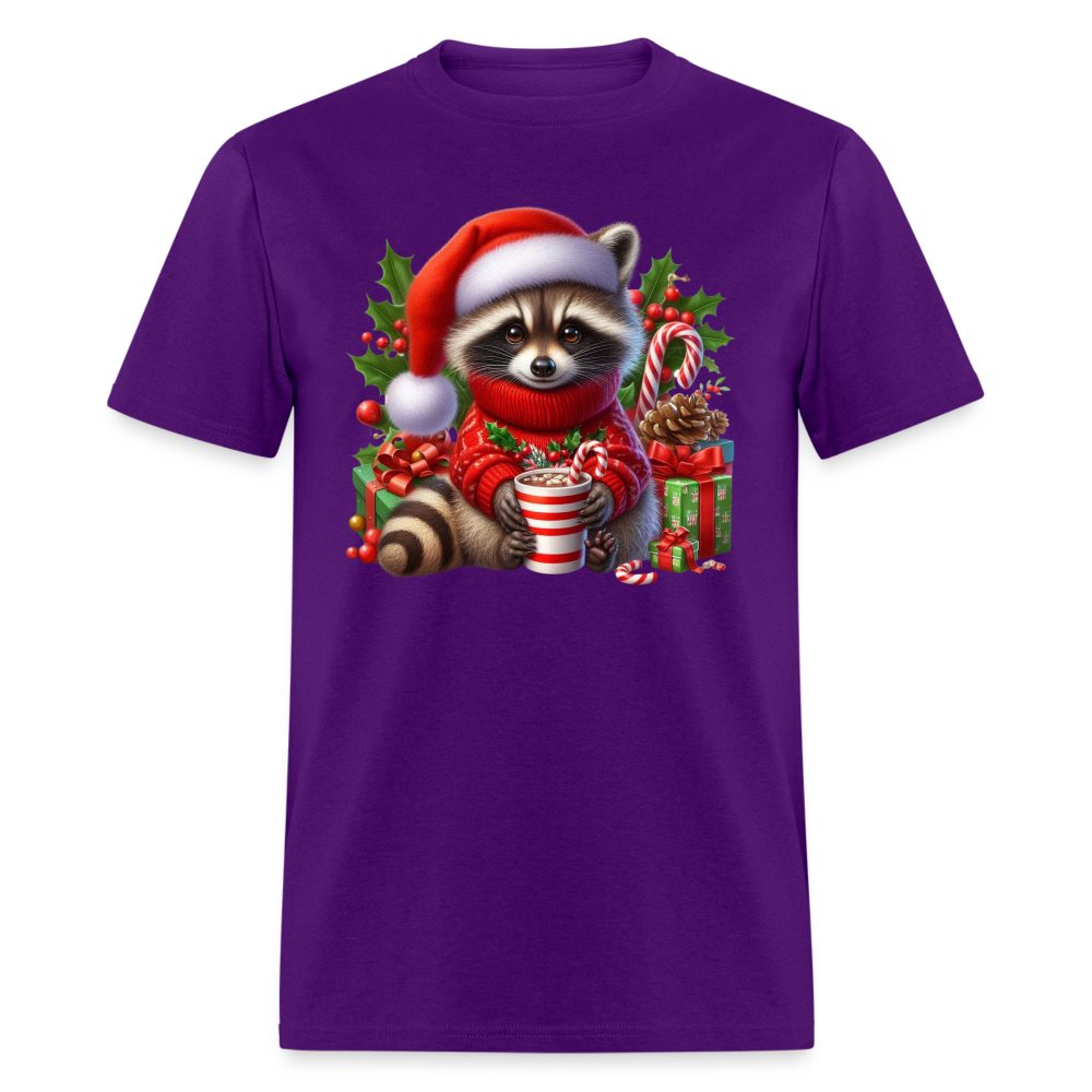 Christmas Cute Feral Raccoon T-Shirt - purple