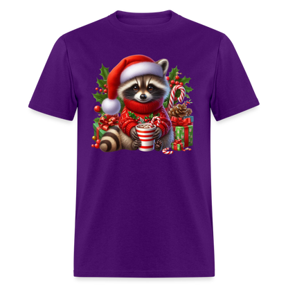 Christmas Cute Feral Raccoon T-Shirt - purple