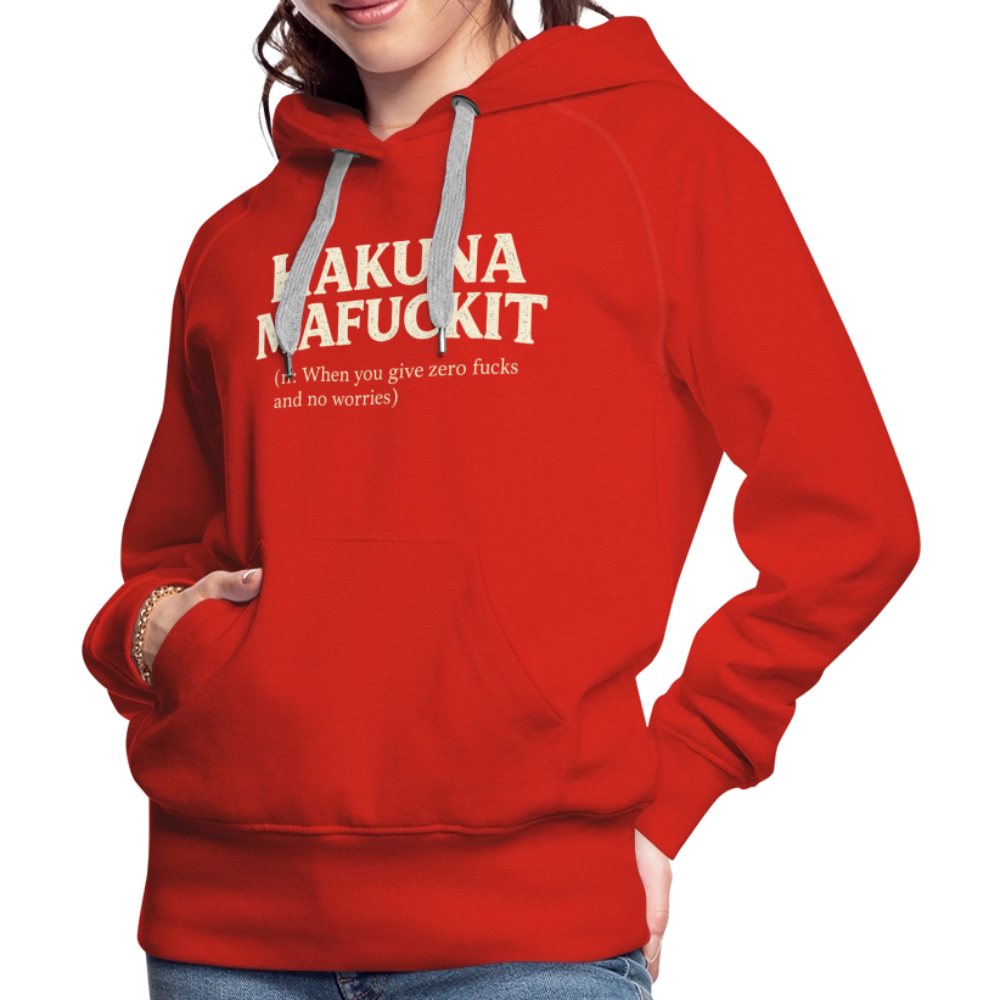 Hakuna Mafuckit Women’s Funny Graphic Hoodie Color: Red