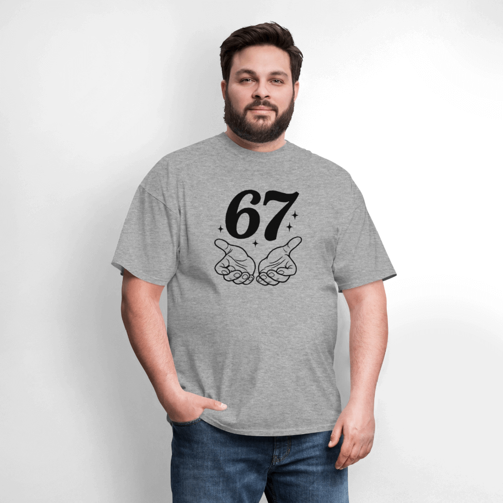 Six Seven 67 Hand Gesture T-Shirt Color: heather gray