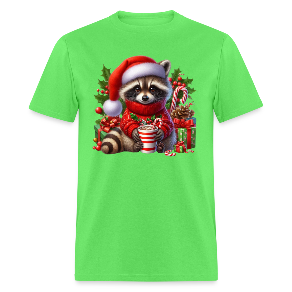 Christmas Cute Feral Raccoon T-Shirt - kiwi