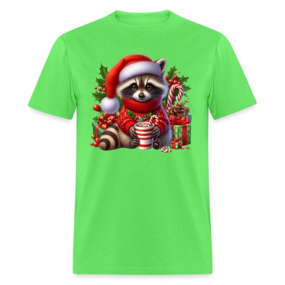 Christmas Cute Feral Raccoon T-Shirt - kiwi