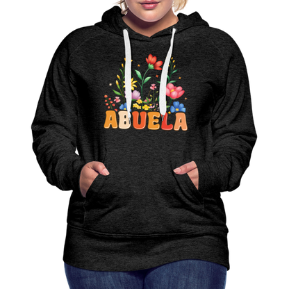 Abuela Women’s Premium Hoodie with Floral Design - charcoal grey