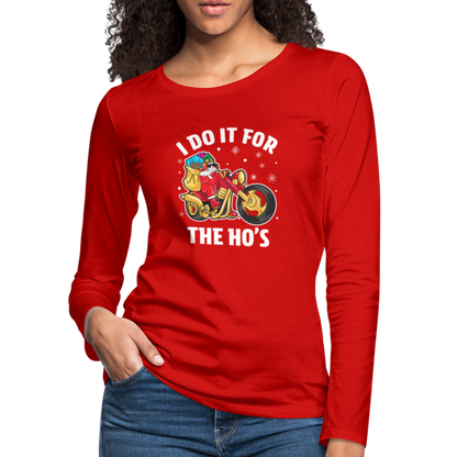 Christmas Biker Santa Women's Premium Long Sleeve T-Shirt - red