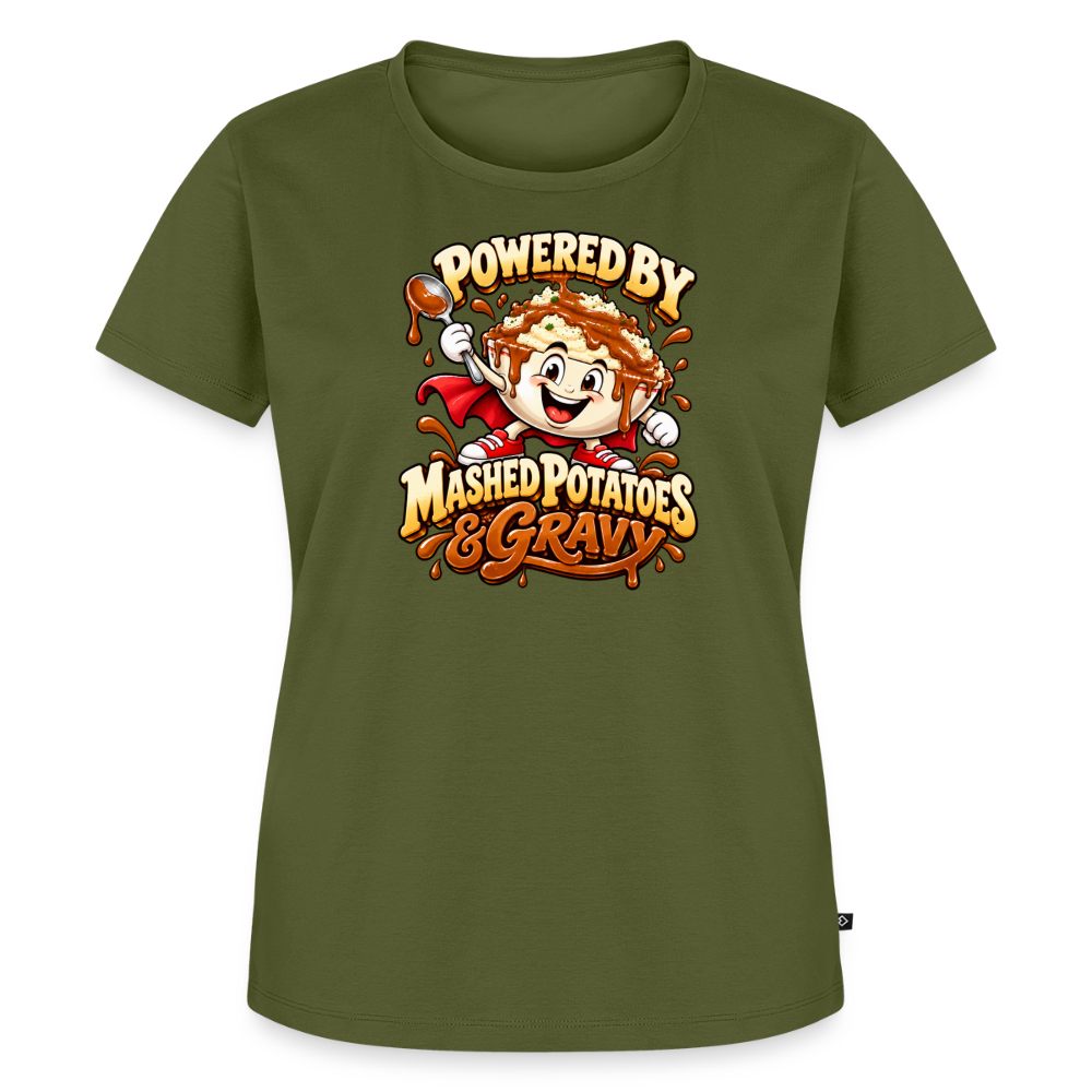 Powered by Mashed Potatoes & Gravy – Superhero Women’s Premium T-Shirt - khaki green 