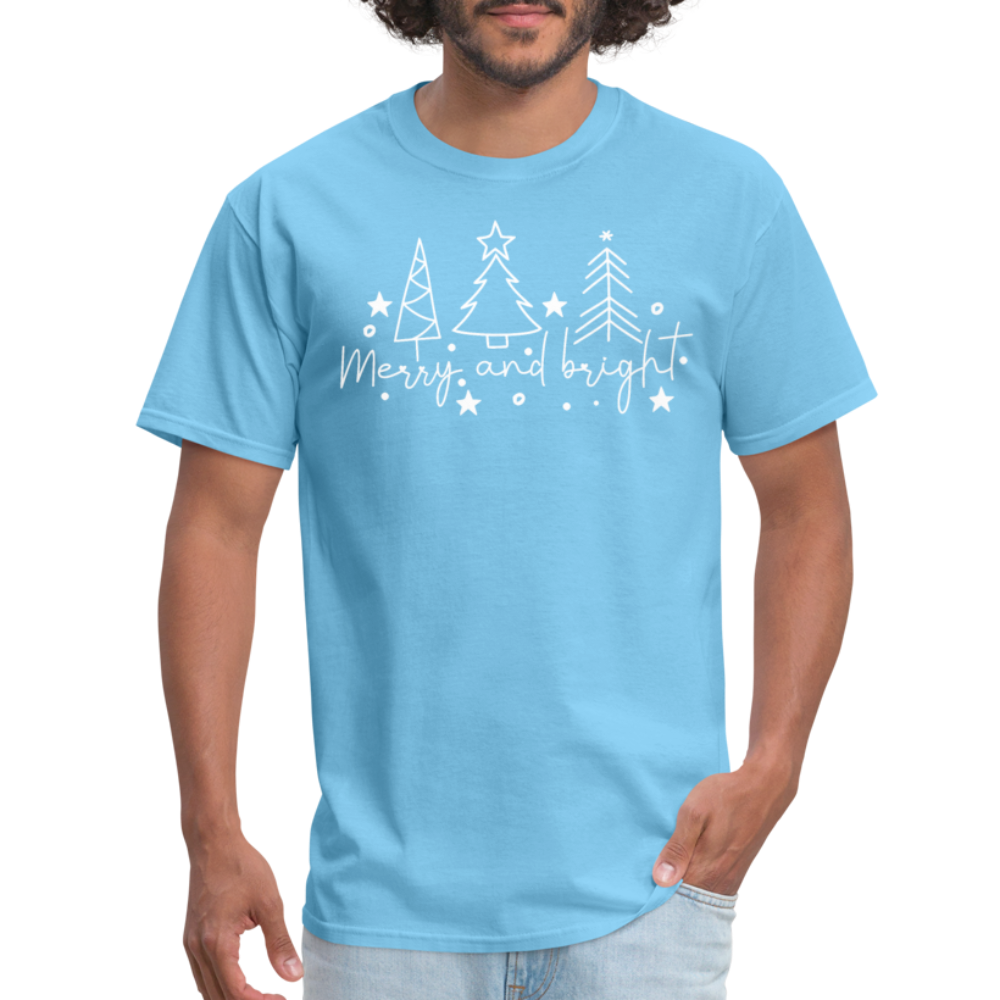 Merry and Bright (Christmas) T-Shirt - aquatic blue