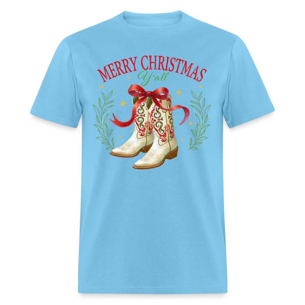 Merry Christmas Y'all T-Shirt - aquatic blue