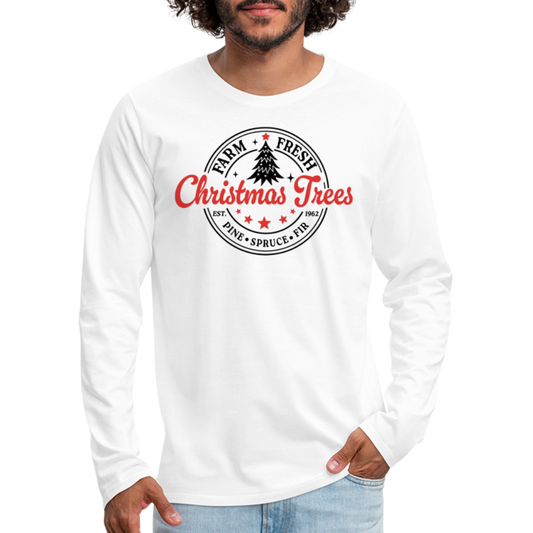 Farm Fresh Christmas Trees Men's Premium Long Sleeve T-Shirt - white