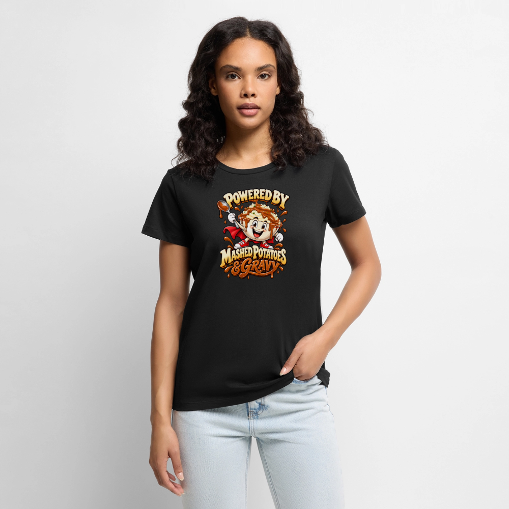 Powered by Mashed Potatoes & Gravy – Superhero Women’s Premium T-Shirt - black