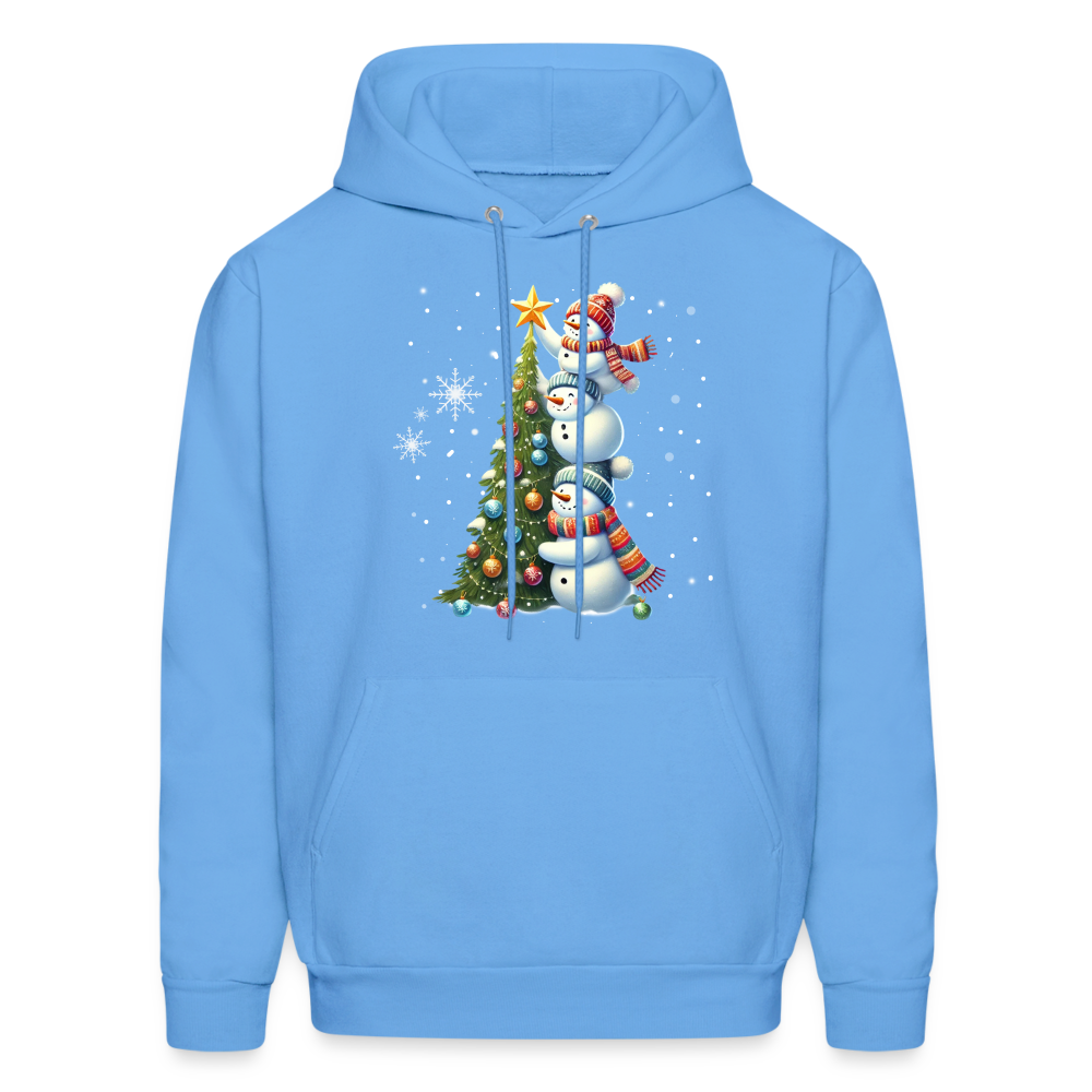 Cute Snowman Decorating Christmas Tree Hoodie - carolina blue