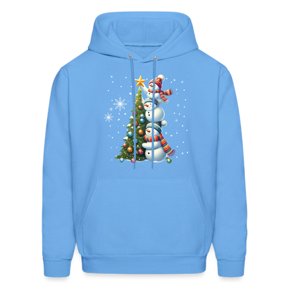 Cute Snowman Decorating Christmas Tree Hoodie - carolina blue