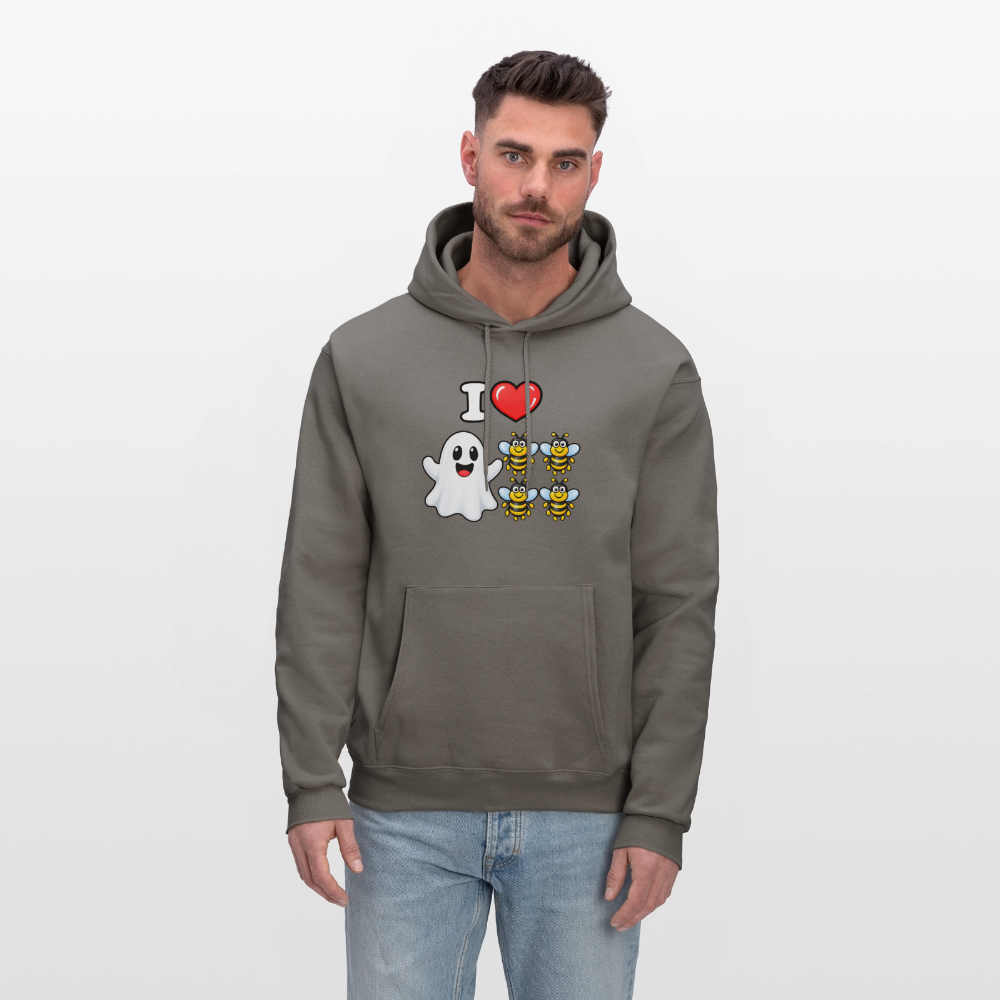 I Heart Boo Bees Hoodie – Funny Halloween Adult Humor - asphalt gray