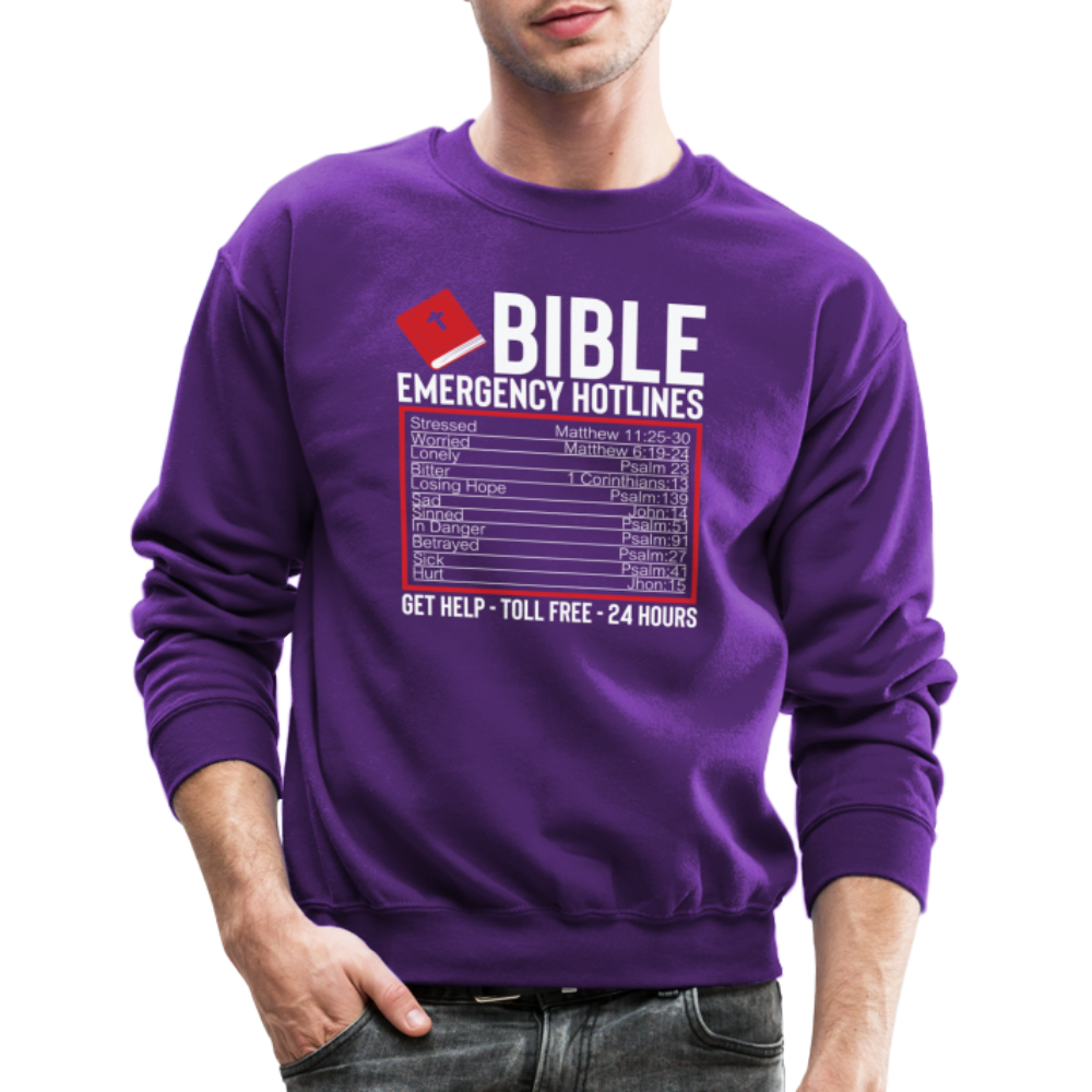 Bible Emergency Hotline (Scriptures) Sweatshirt - purple