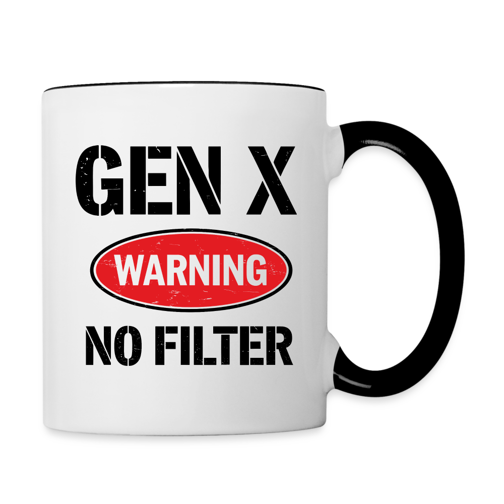 GEN-X Warning No Filter Coffee Mug - white/black