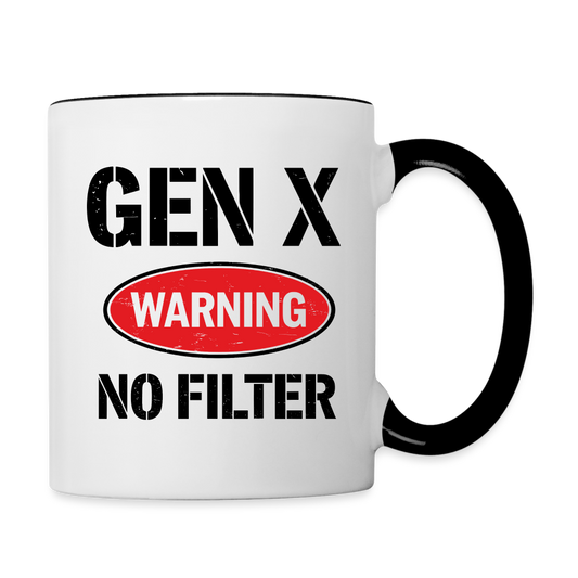 GEN-X Warning No Filter Coffee Mug - white/black