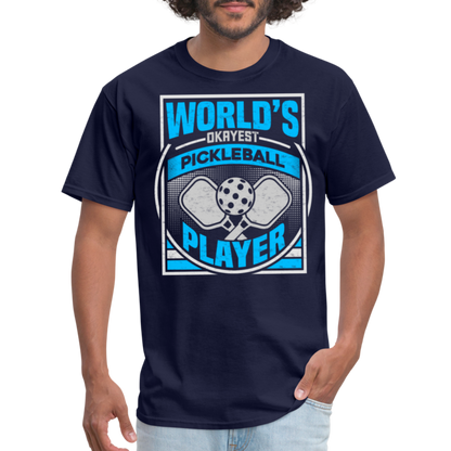 World's Okayest Pickleball Player T-Shirt - navy