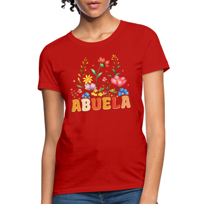 Abuela Women's T-Shirt with Floral Design - red