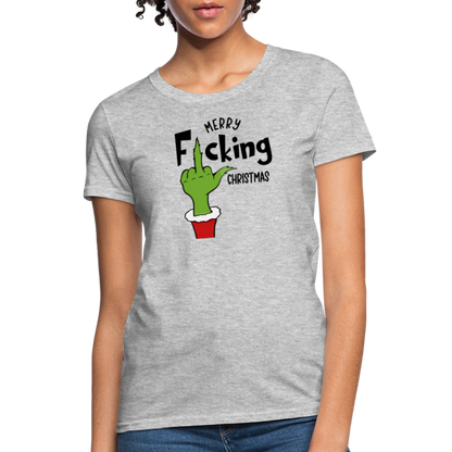 Merry F*cking Christmas grumpy Middle Finger Women's T-Shirt - heather gray