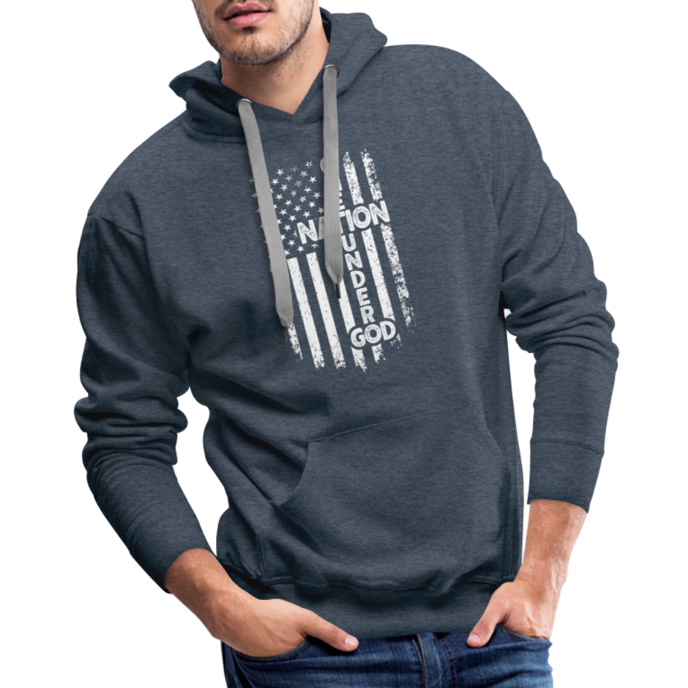 One Nation Under God Men’s Premium Hoodie - heather denim