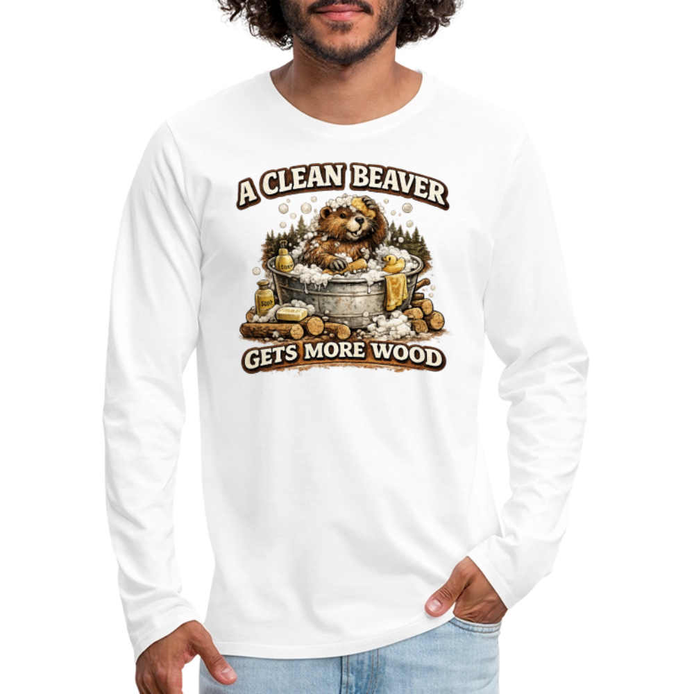 A Clean Beaver Gets More Wood Funny Adult Long Sleeve Tee Color: black