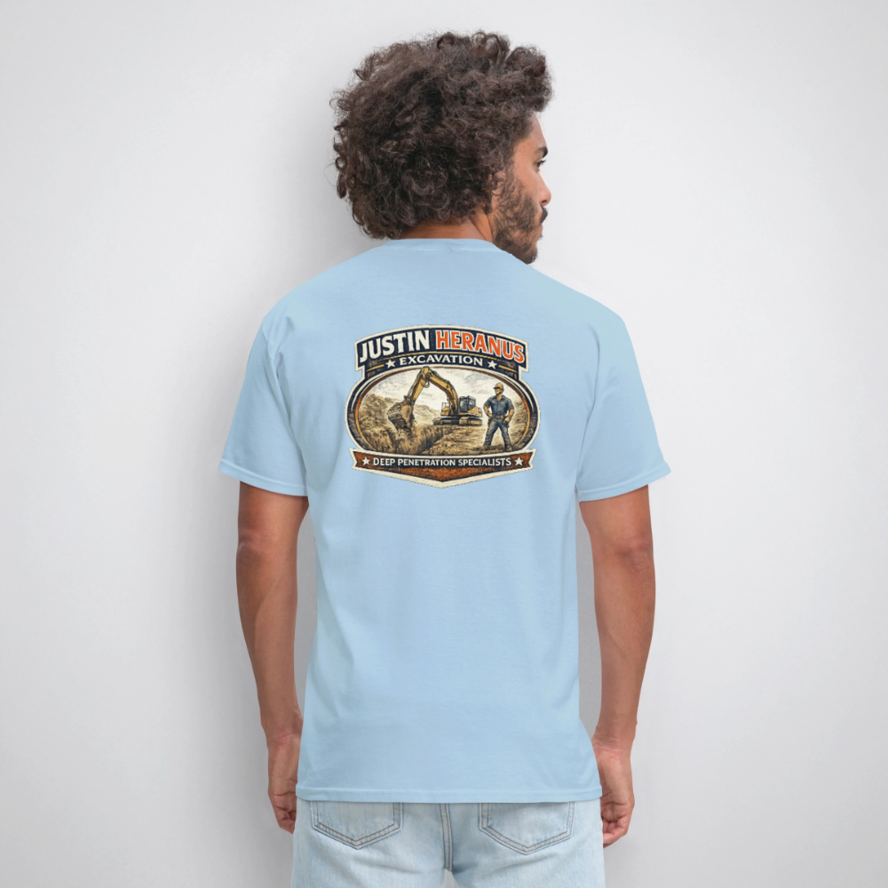Justin Heranus Drilling Co Double-Sided Funny Humor Tee Color: safari