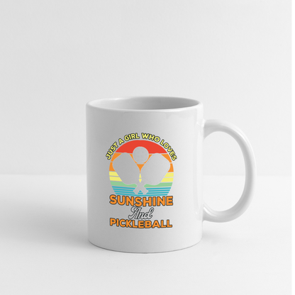 Just A Girl Who Loves Sunshine and Pickleball Coffee Mug - white