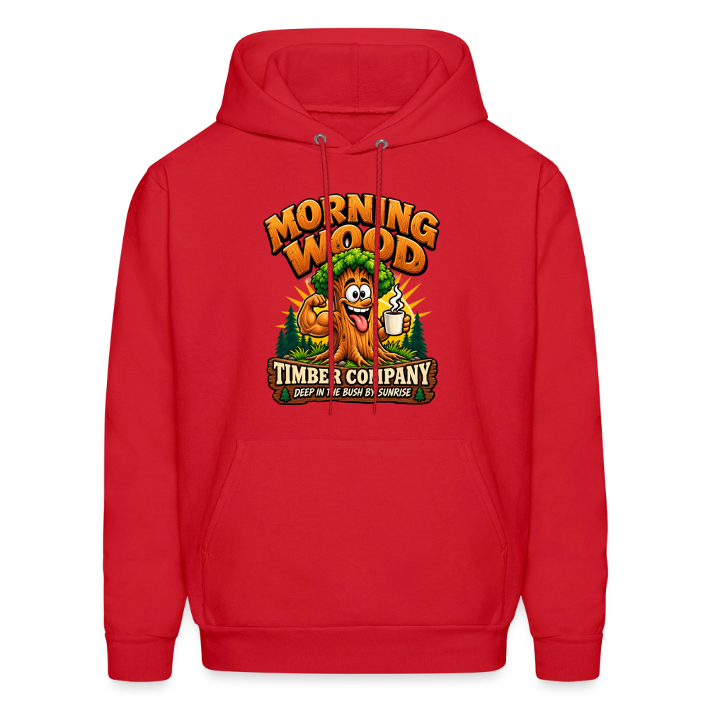Morning Wood Timber Company Funny Adult Humor Hoodie Color: Red
