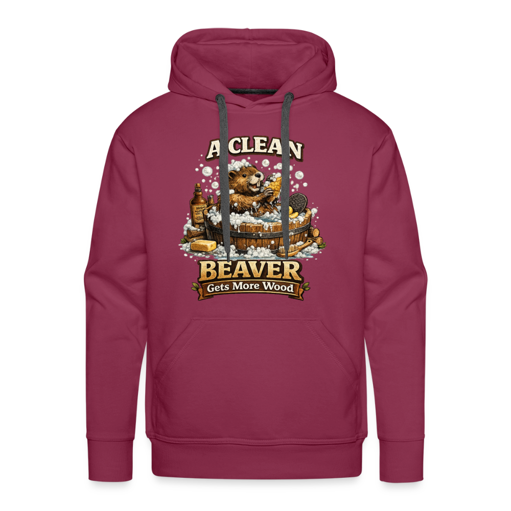 A Clean Beaver Gets More Wood Funny Adult Hoodie Color: burgundy