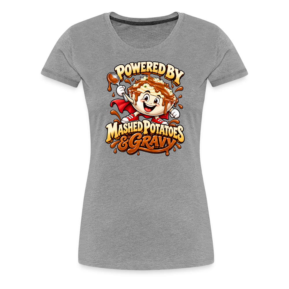 Powered by Mashed Potatoes & Gravy – Superhero Women’s Premium T-Shirt - heather gray
