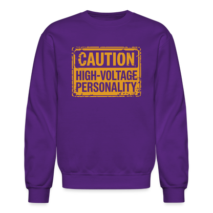 Caution High Voltage Personality Sweatshirt - purple