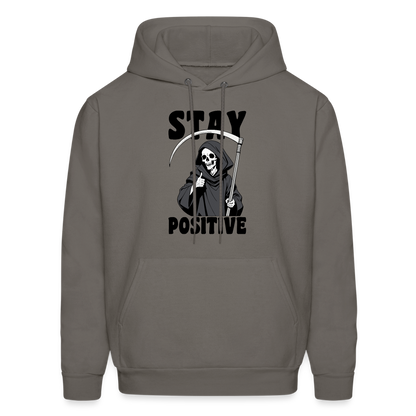 Stay Positive (Grim Reaper) Hoodie - asphalt gray