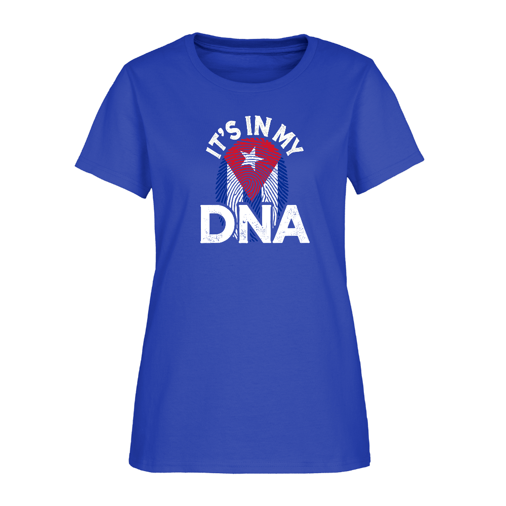 Cuba DNA Women’s T-Shirt – Cuban Pride Tee Color: royal blue