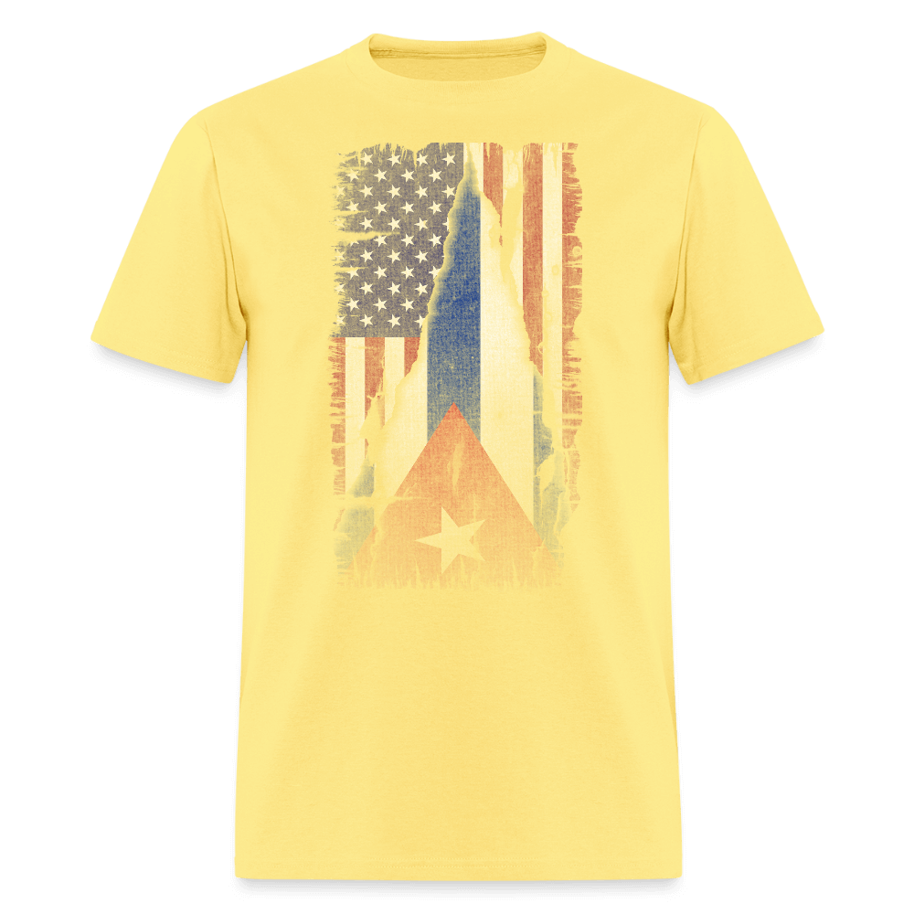 Cuba & USA Flag T-Shirt – Cuban American Pride Tee Color: cornsilk