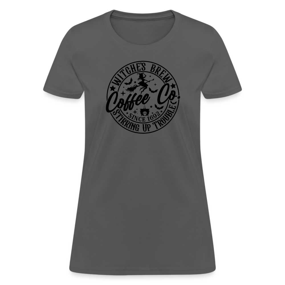 Witches Brew Coffee Co Women's Contoured T-Shirt (Halloween) - charcoal